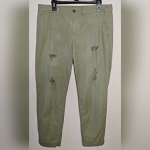Khakis By Gap Broken In Straight Distressed Womens‎ Army Green Pants Size 12